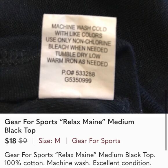 Gear For Sports “Relax Maine” Medium Black Top - Picture 5 of 5